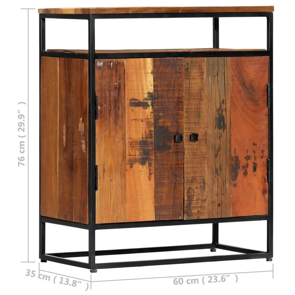 Side Cabinet for Home 60x35x76cm Brown Solid Reclaimed Wood with 2 Doors and Shelf