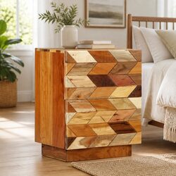 Bedside Cabinet 40x30x50 cm Reclaimed Wood Nightstand with 2 Drawers Brown
