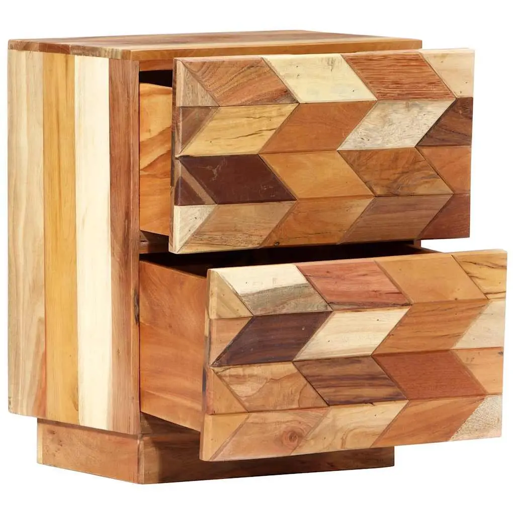Bedside Cabinet 40x30x50 cm Reclaimed Wood Nightstand with 2 Drawers Brown
