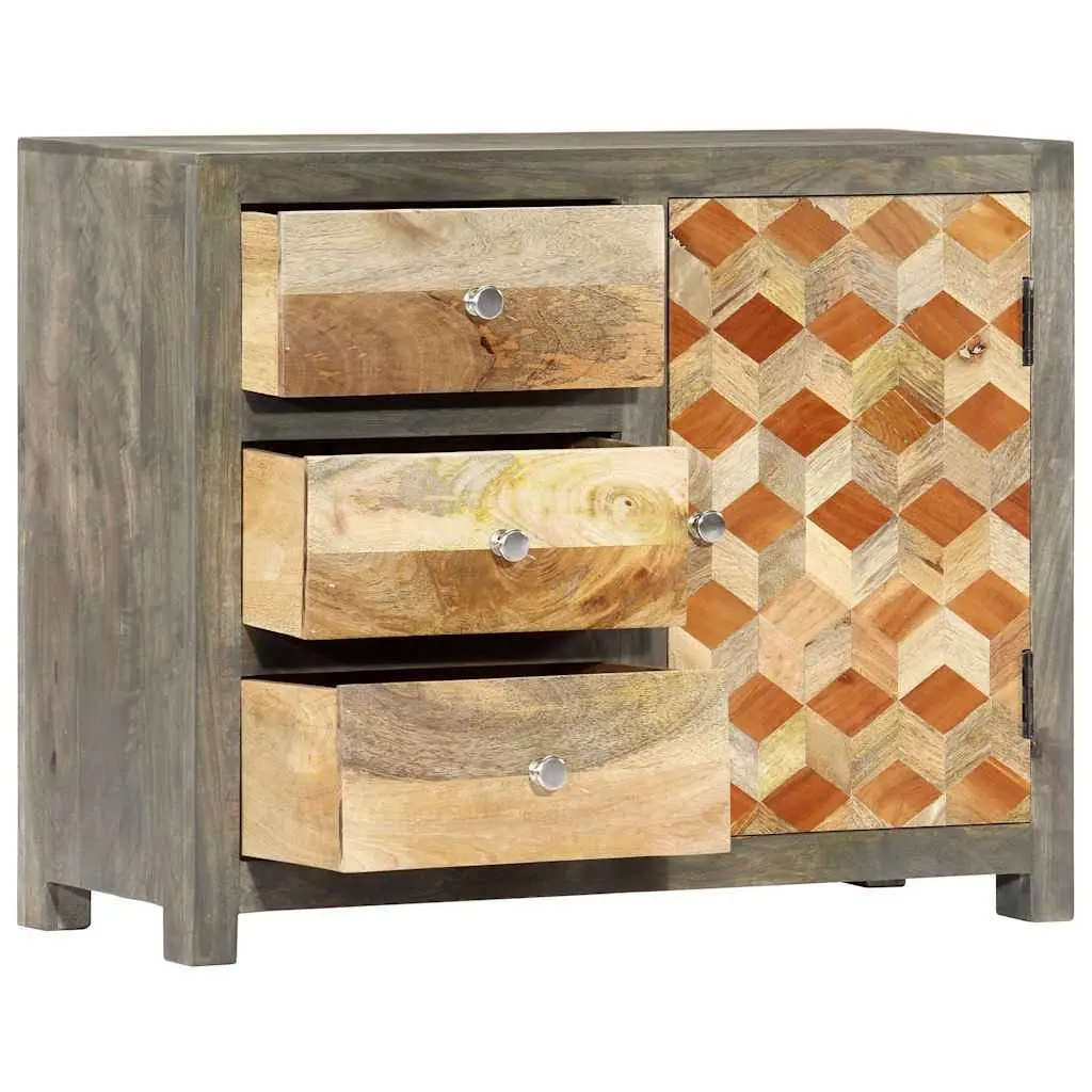 Solid Mango Wood Side Cabinet with Drawers