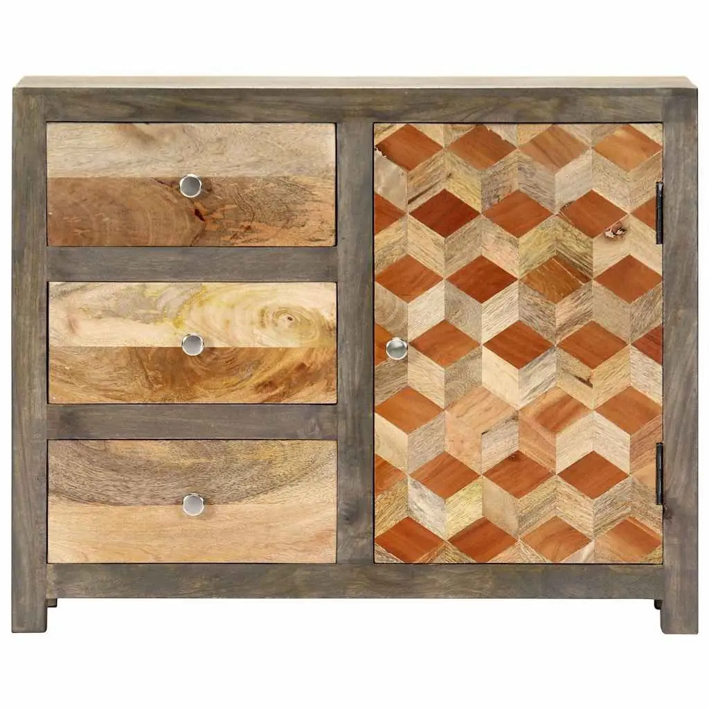 Solid Mango Wood Side Cabinet with Drawers
