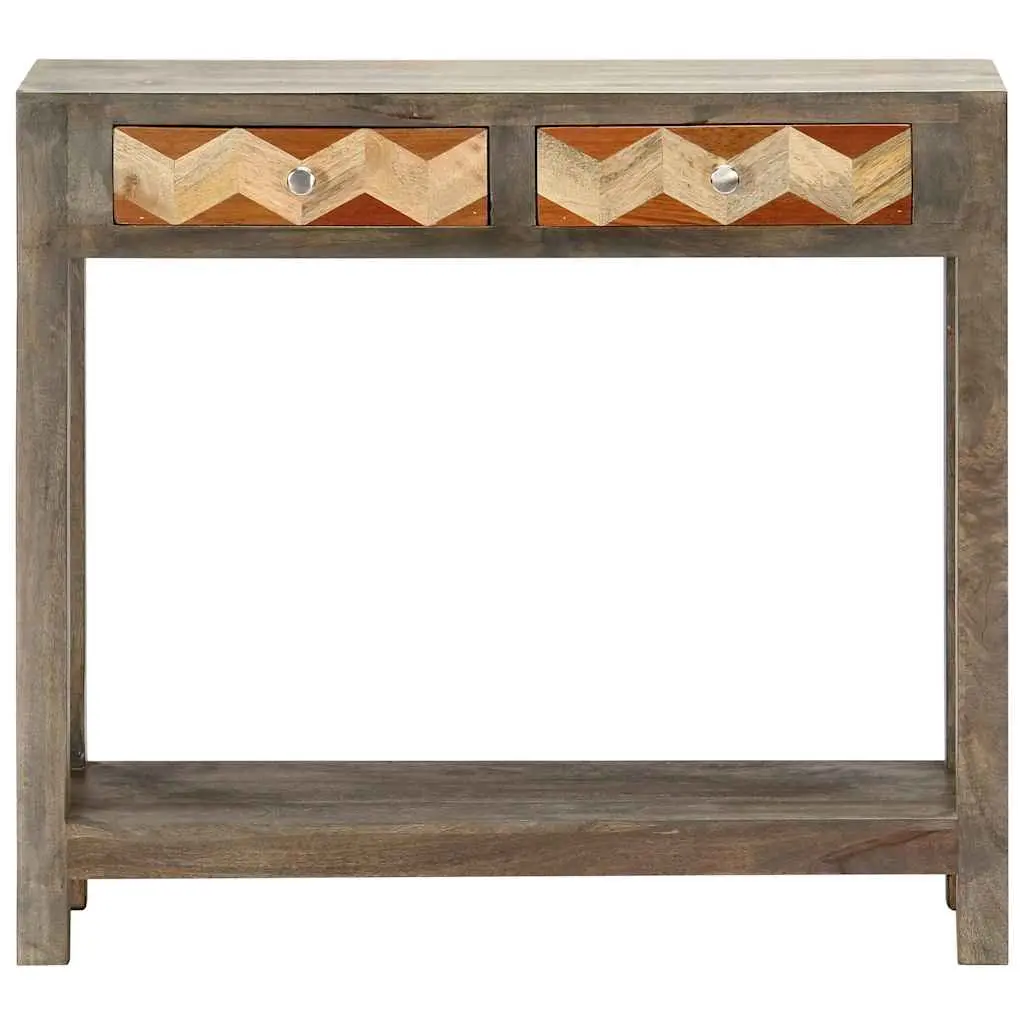 Console Table Grey 86x30x76cm Solid Mango Wood with Shelf Drawers