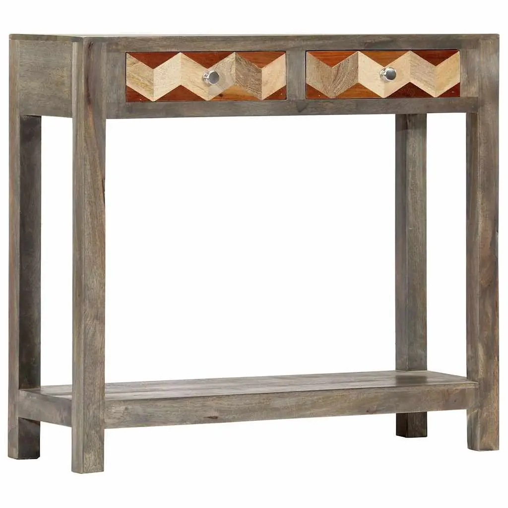 Console Table Grey 86x30x76cm Solid Mango Wood with Shelf Drawers