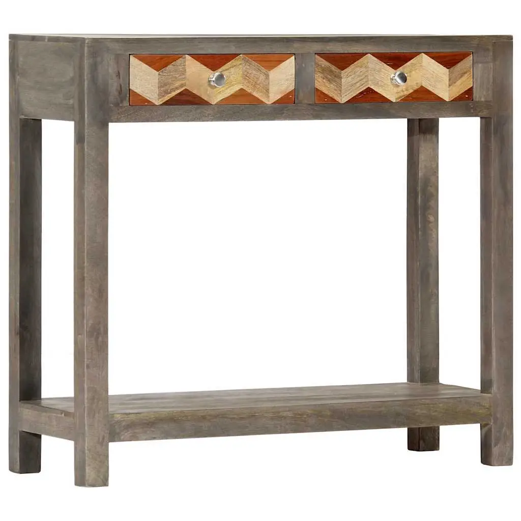 Console Table Grey 86x30x76cm Solid Mango Wood with Shelf Drawers