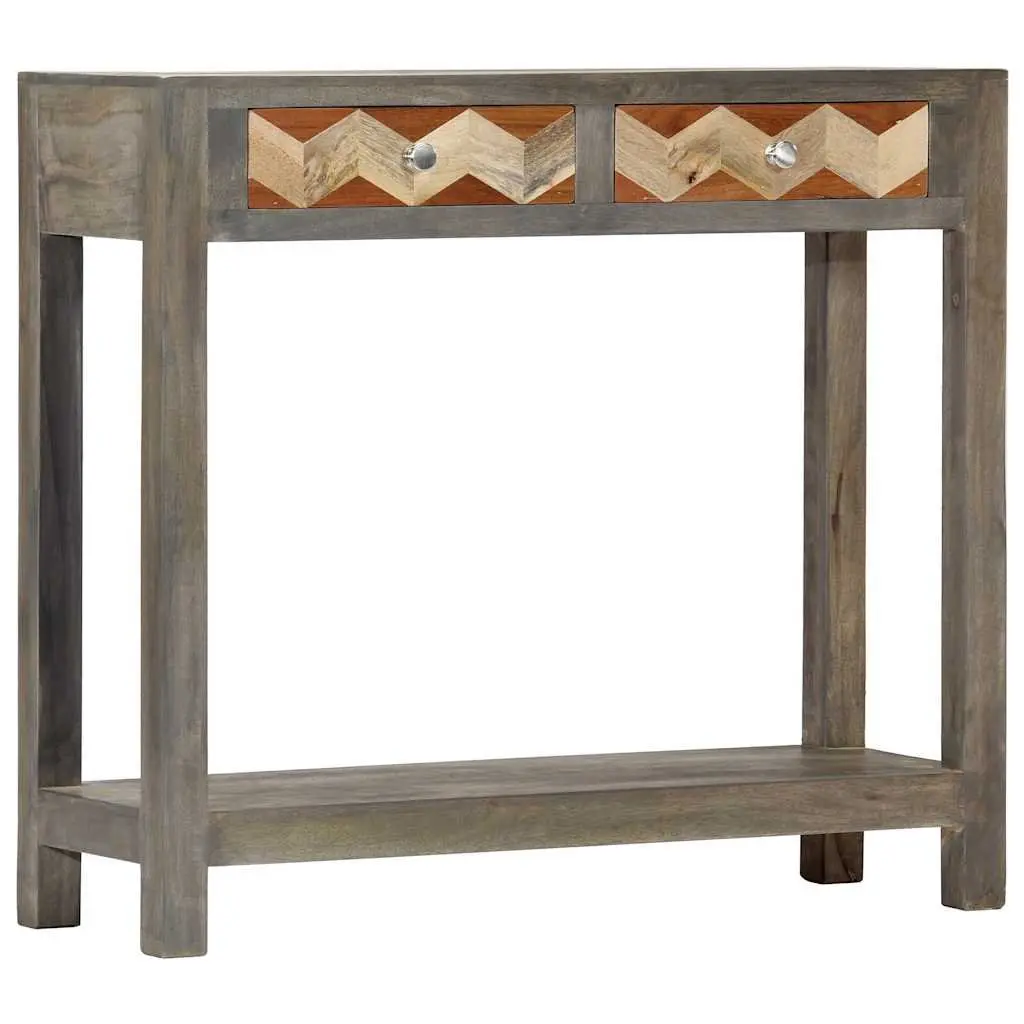 Console Table Grey 86x30x76cm Solid Mango Wood with Shelf Drawers