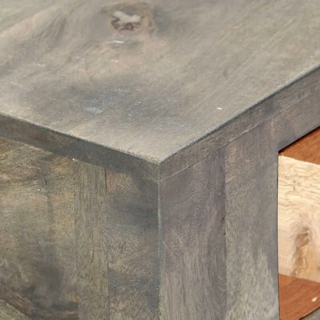Console Table Grey 86x30x76cm Solid Mango Wood with Shelf Drawers