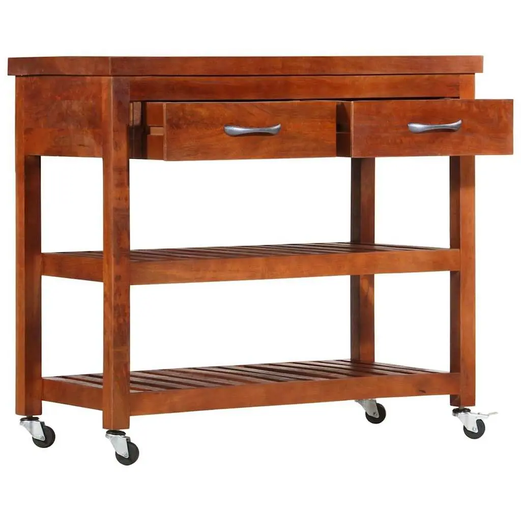 Kitchen Trolley Solid Acacia Wood Storage Cart 100x48x89cm Brown Dining