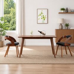 Two Grey Dining Chairs with Bent Wood Frame