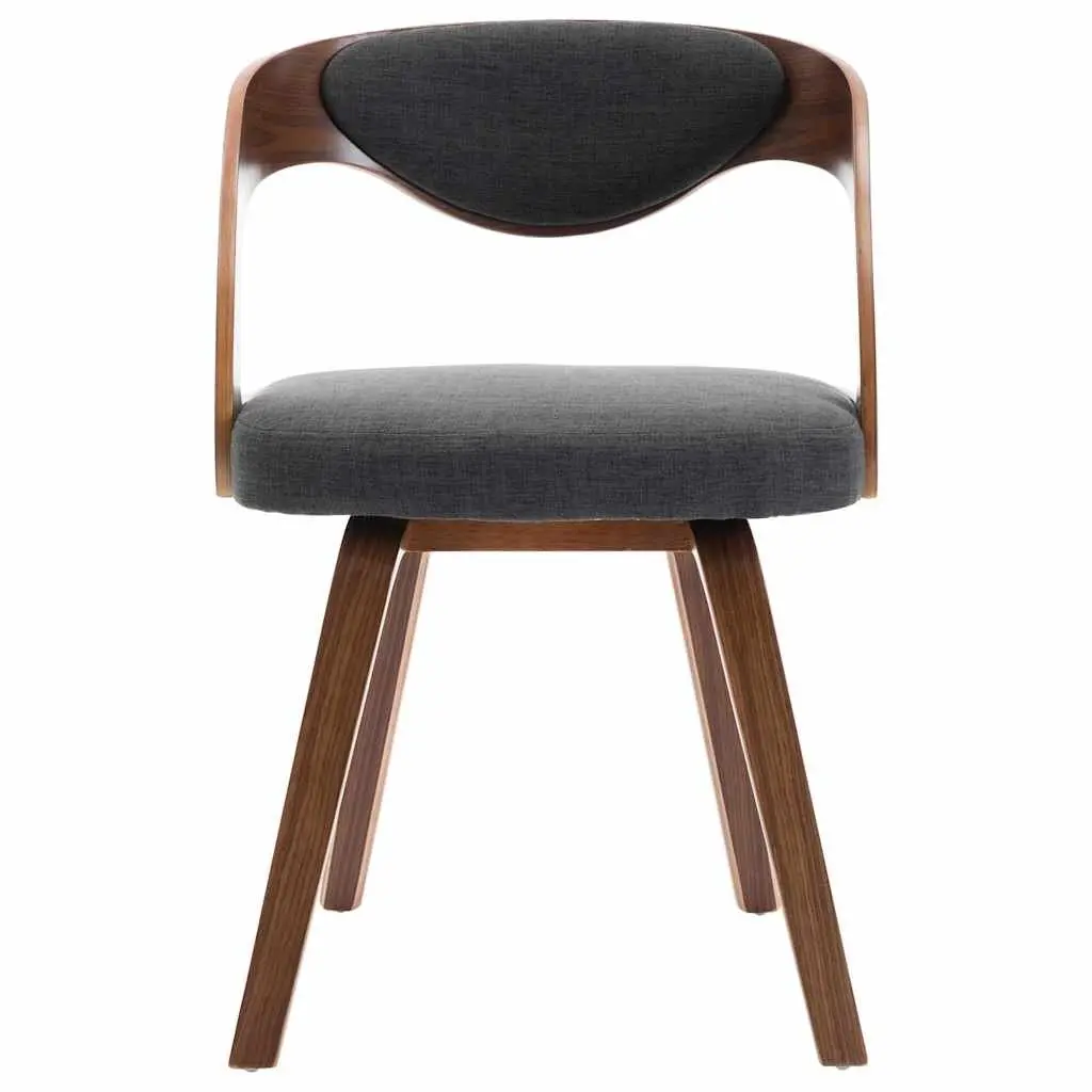 Dining Chairs Set of 2 Grey Bent Wood Frame Fabric Upholstered Kitchen Seating