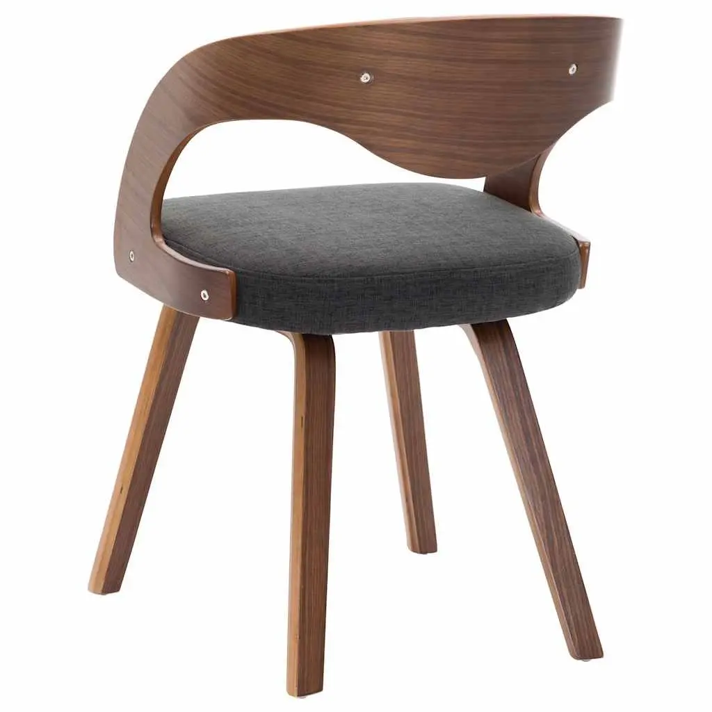 Dining Chairs Set of 2 Grey Bent Wood Frame Fabric Upholstered Kitchen Seating