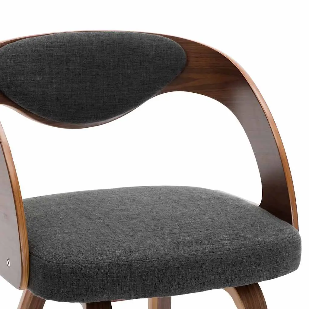 Dining Chairs Set of 2 Grey Bent Wood Frame Fabric Upholstered Kitchen Seating