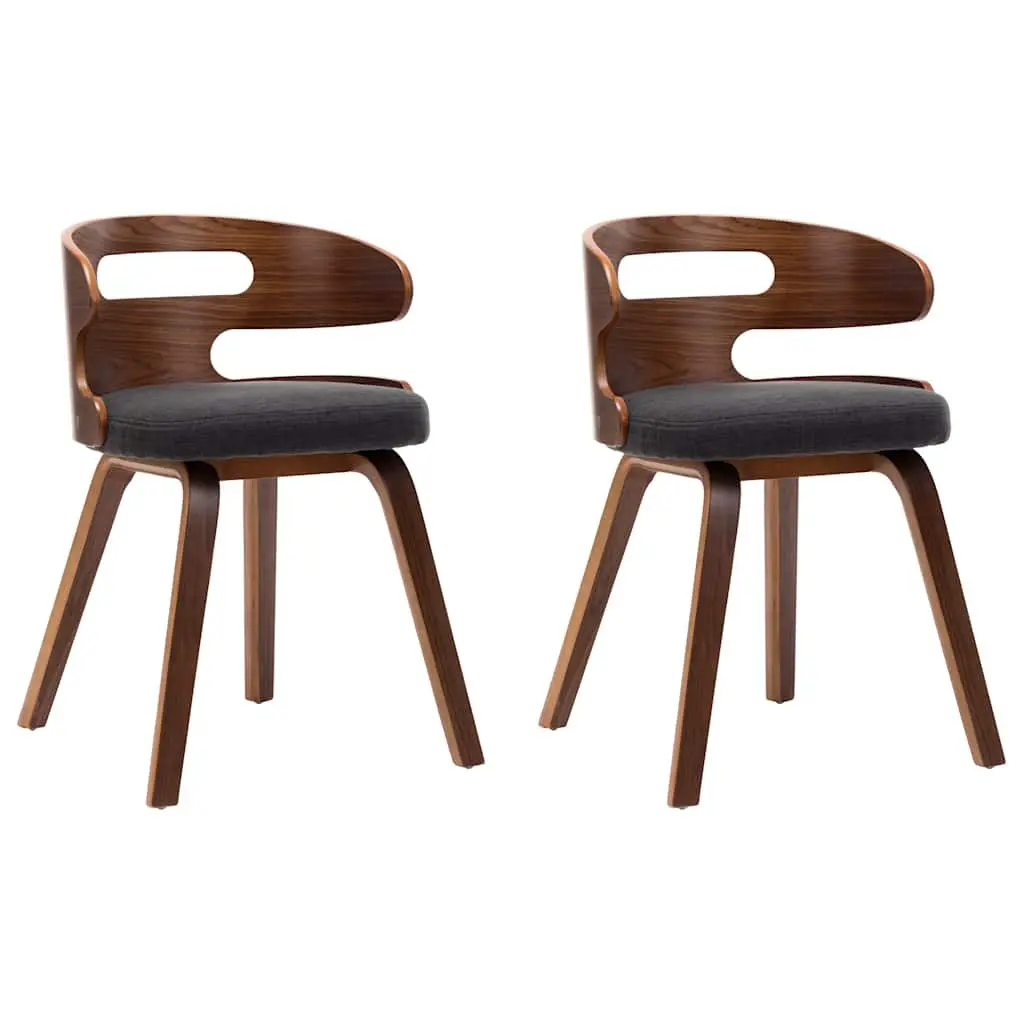 Dining Chairs Set of 2 Grey Fabric Upholstered Kitchen Seating