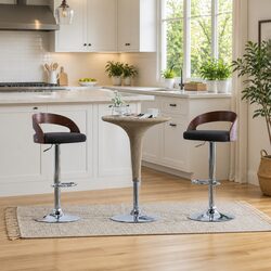 Height Adjustable Bar Stools Set of 2 in Grey with Bentwood Frame