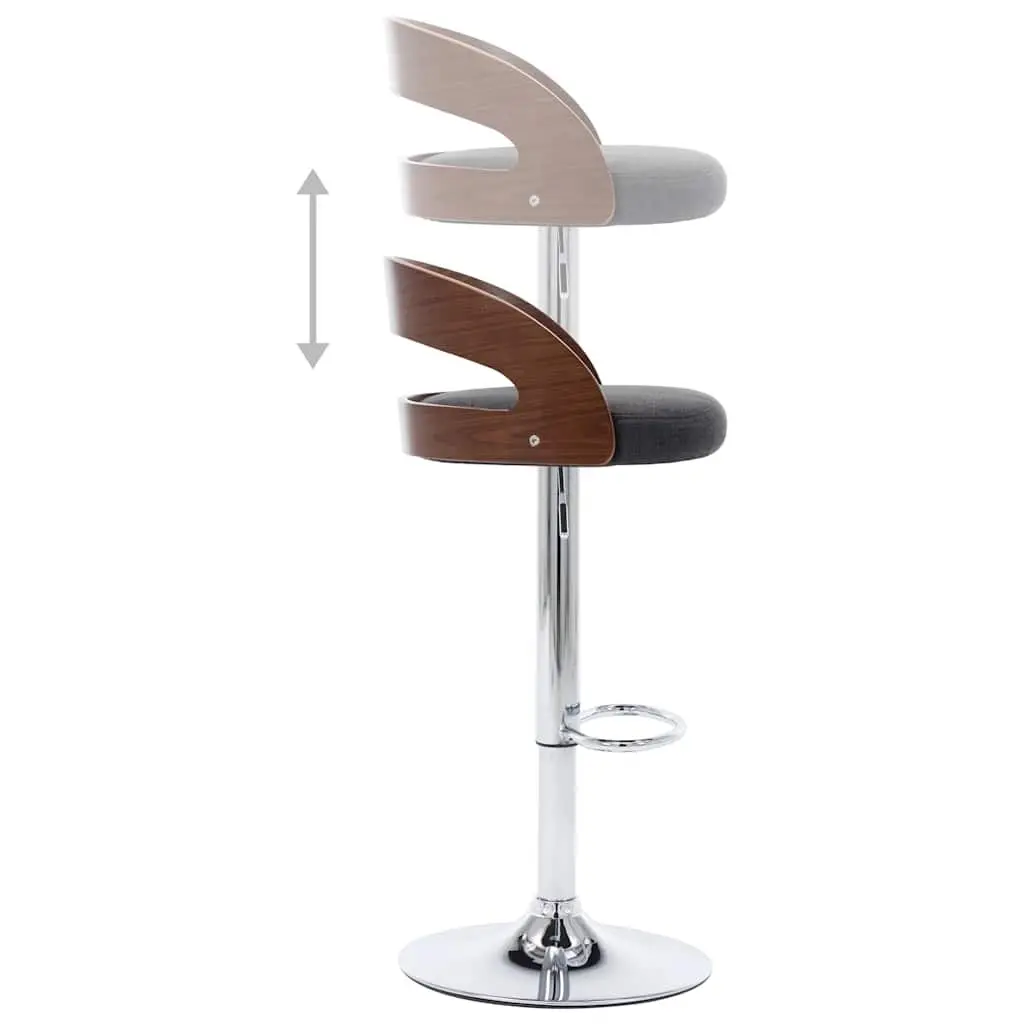 Bar Stools Set of 2 for Home Kitchen Grey Fabric Height Adjustable Counter Chairs