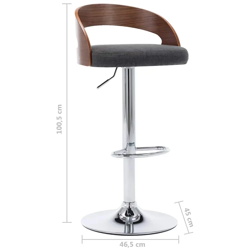 Bar Stools Set of 2 for Home Kitchen Grey Fabric Height Adjustable Counter Chairs