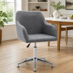 Swivel Dining Chair Specifications: Grey Fabric Ergonomic Seat