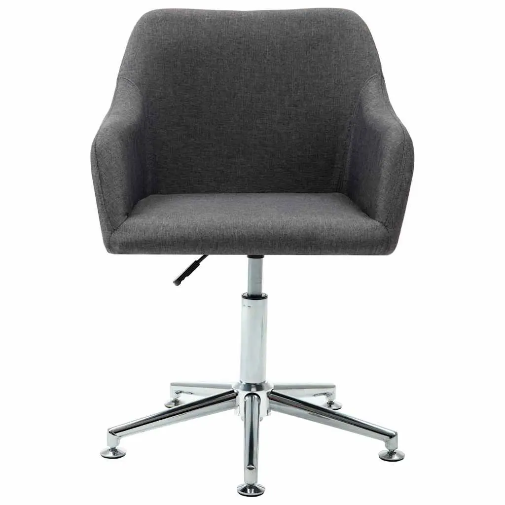 Swivel Dining Chair Grey Fabric Ergonomic Design 360 Degree Rotating Height