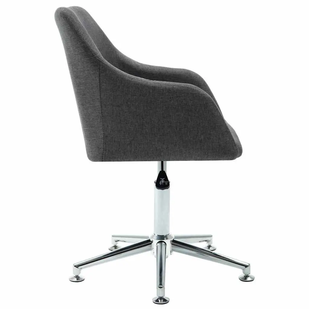 Swivel Dining Chair Grey Fabric Ergonomic Design 360 Degree Rotating Height