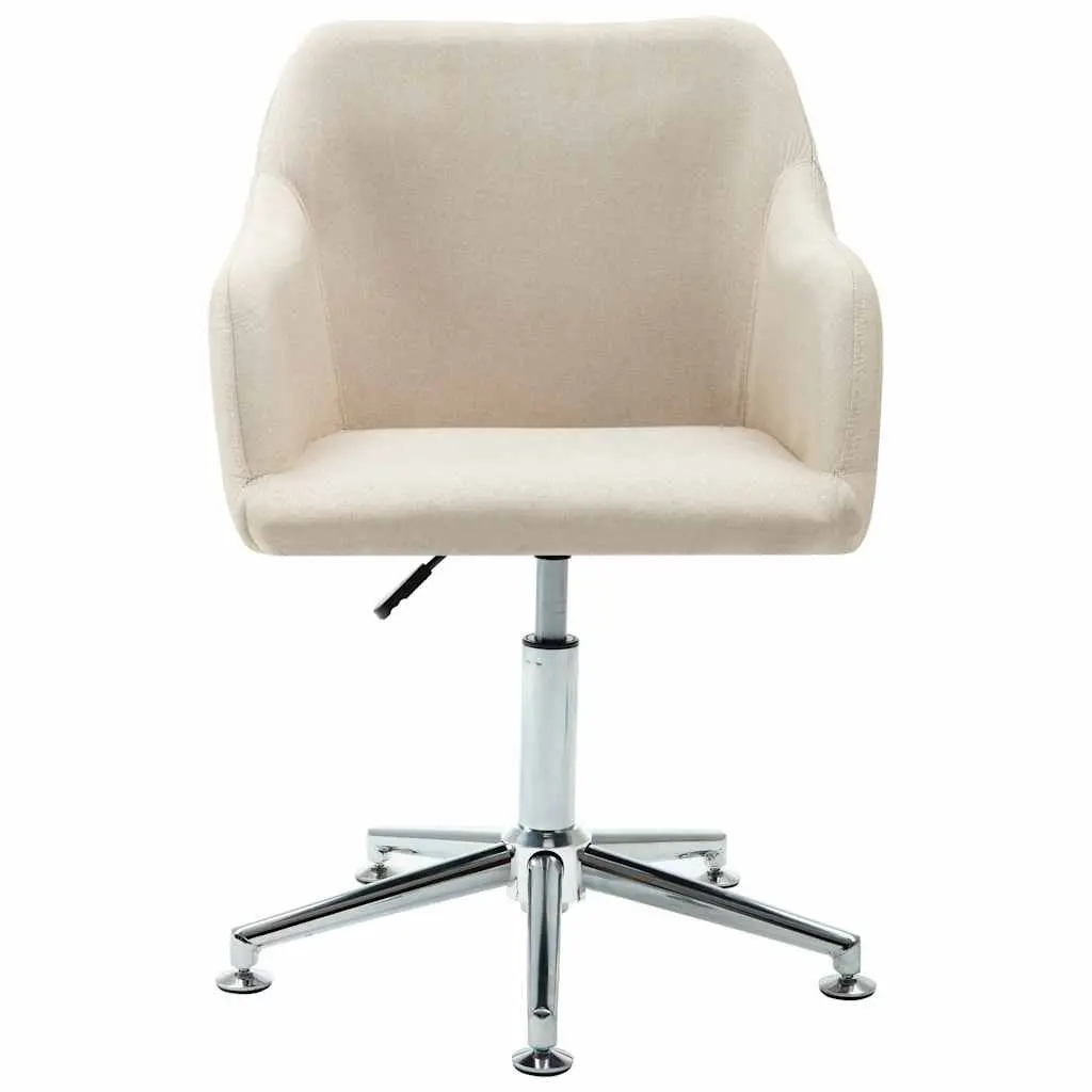Swivel Dining Chair Cream Fabric Ergonomic Kitchen Lounge Seat Height Adjustable