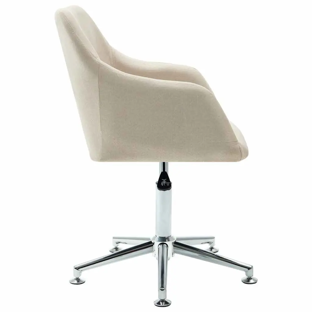 Swivel Dining Chair Cream Fabric Ergonomic Kitchen Lounge Seat Height Adjustable