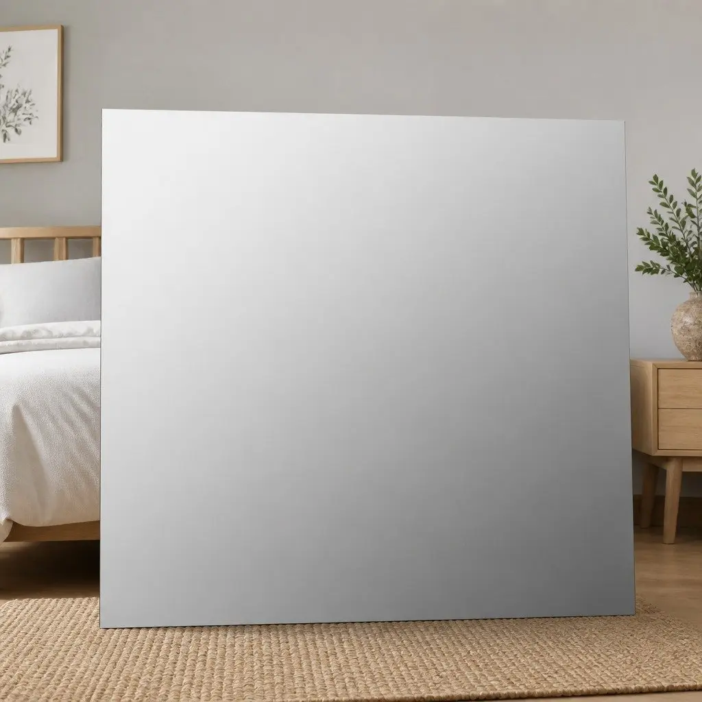 Frameless Rectangular Wall Mirror 80x60 cm Silver Glass Home Decor Bathroom