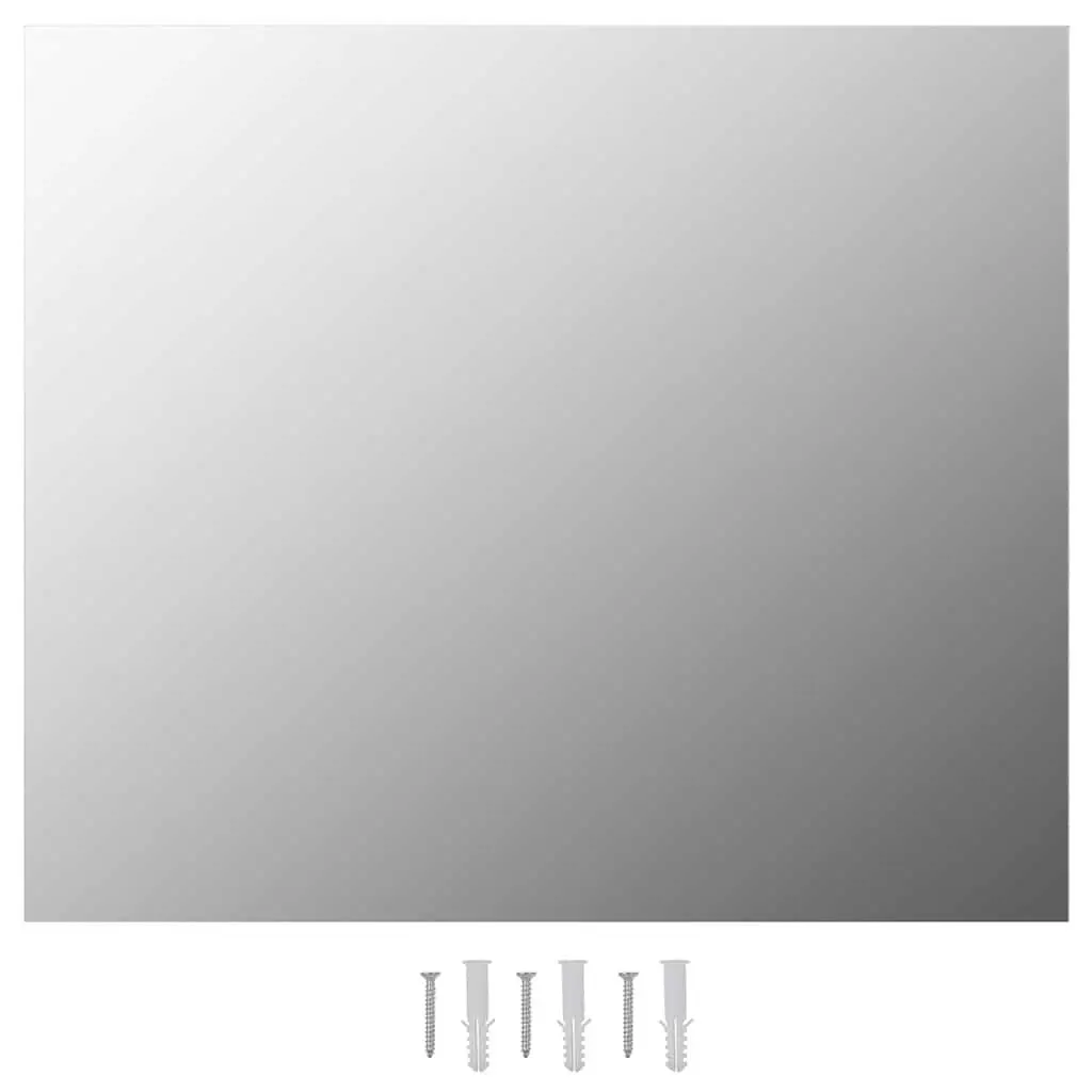 Frameless Rectangular Wall Mirror 80x60 cm Silver Glass Home Decor Bathroom