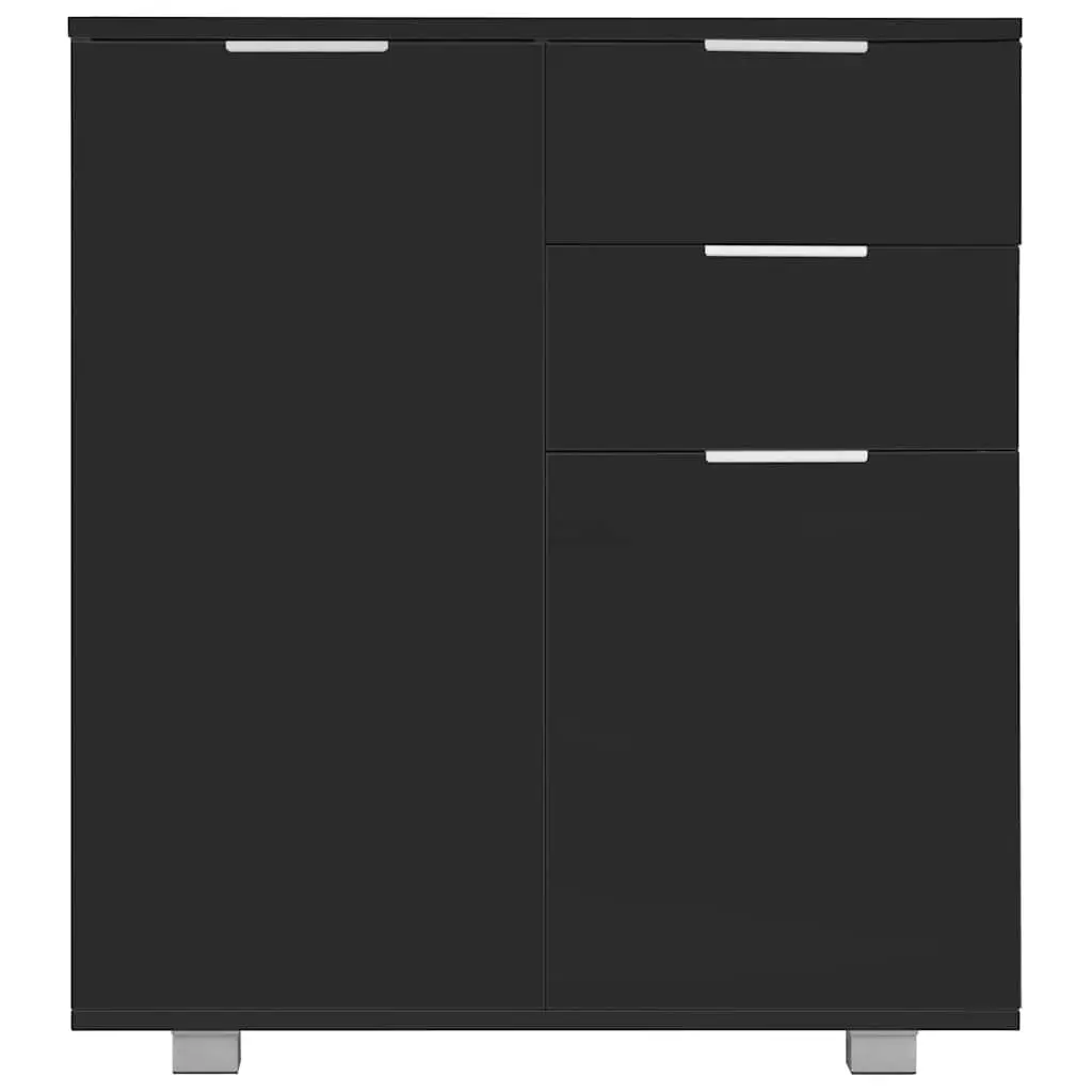 Sideboard Storage Cabinet for Home 71 x 35 x 80 cm High Gloss Black with 2 Drawers and 2 Doors Engineered Wood