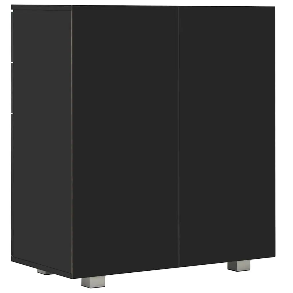 Sideboard Storage Cabinet for Home 71 x 35 x 80 cm High Gloss Black with 2 Drawers and 2 Doors Engineered Wood