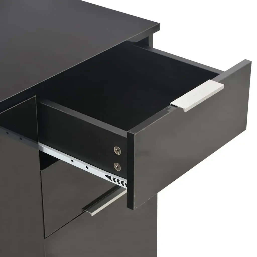Sideboard Storage Cabinet for Home 71 x 35 x 80 cm High Gloss Black with 2 Drawers and 2 Doors Engineered Wood