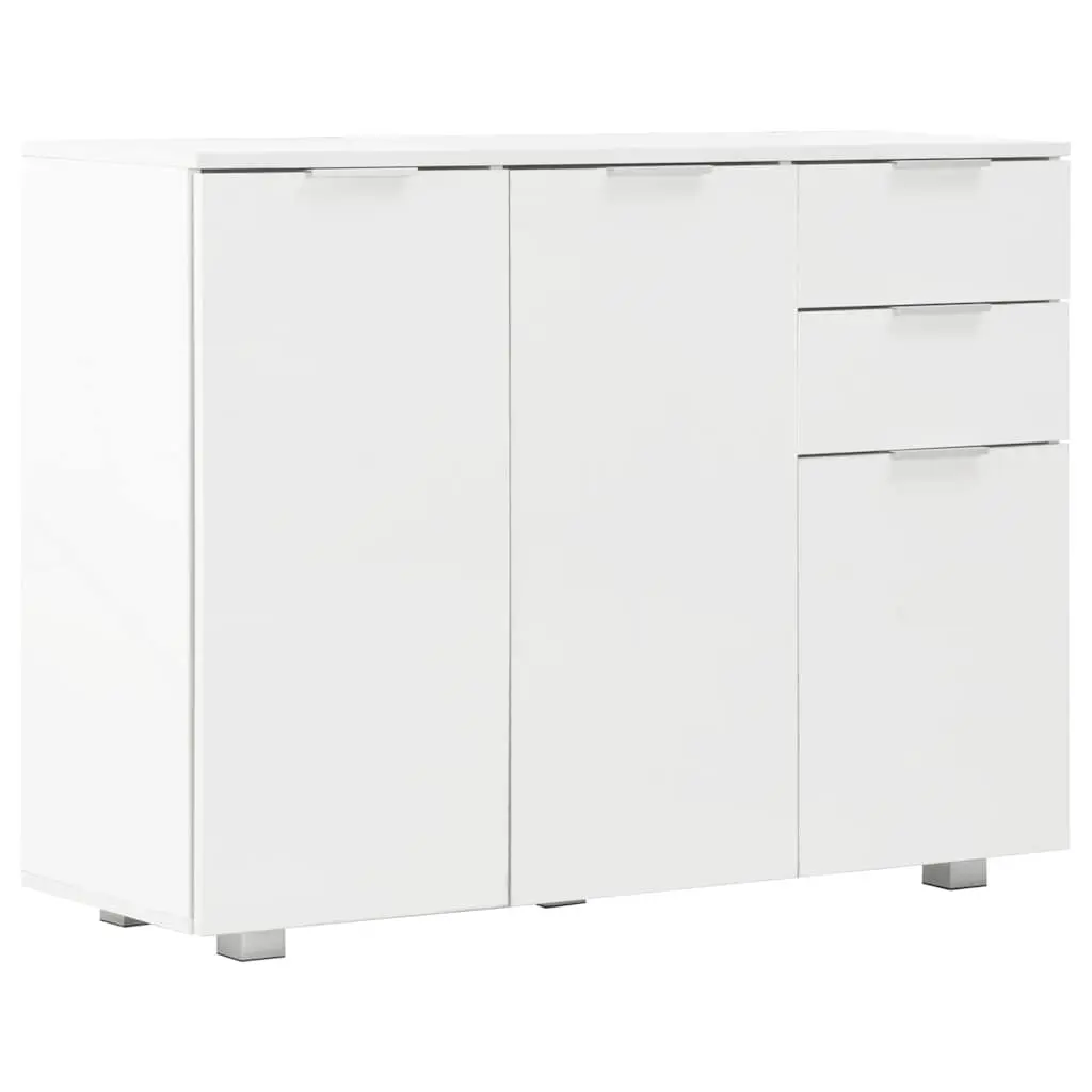White High Gloss Sideboard Storage Cabinet with Drawers and Doors Living Room