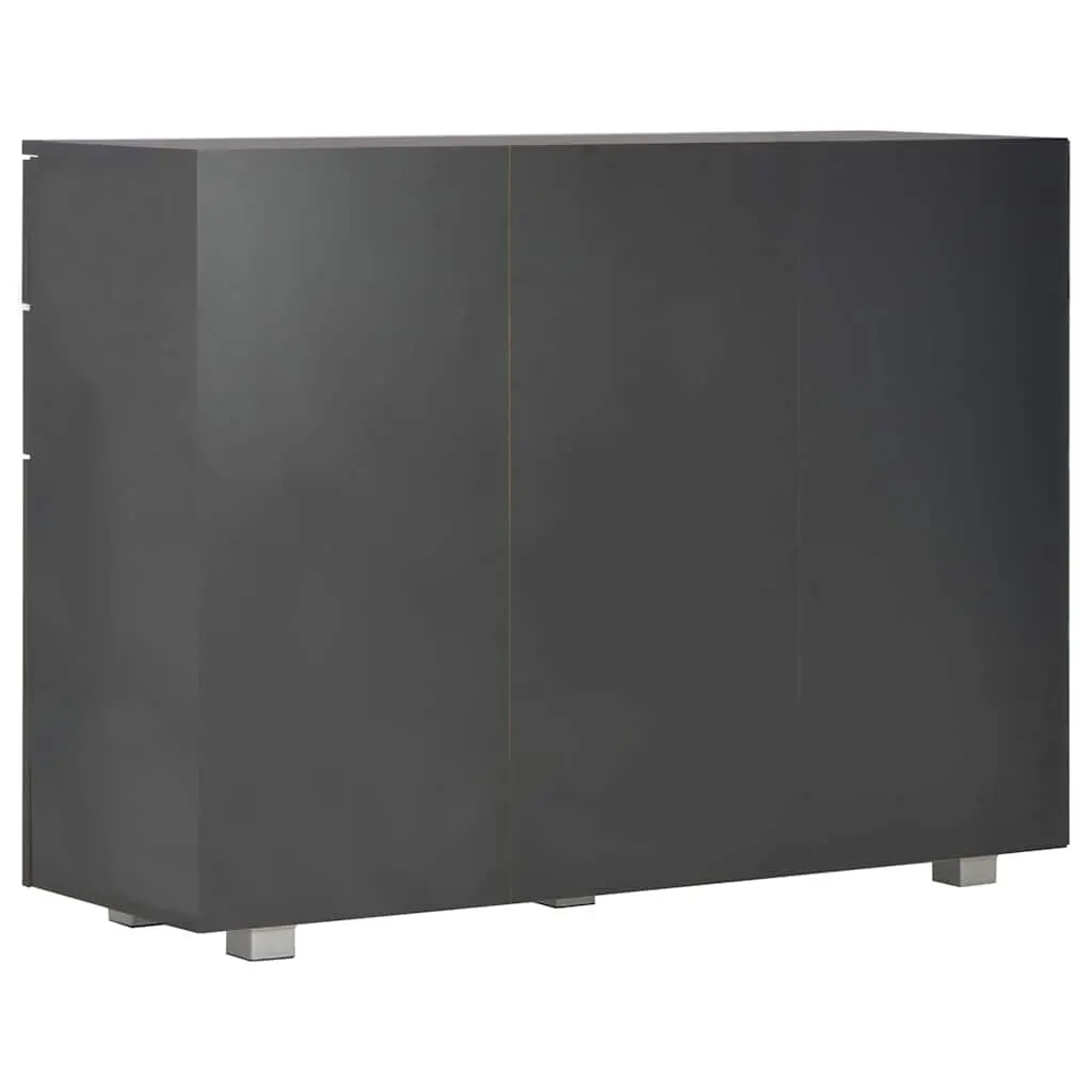 Sideboard Storage Cabinet 107x35x80.5cm High Gloss Black Buffet Drawers Doors