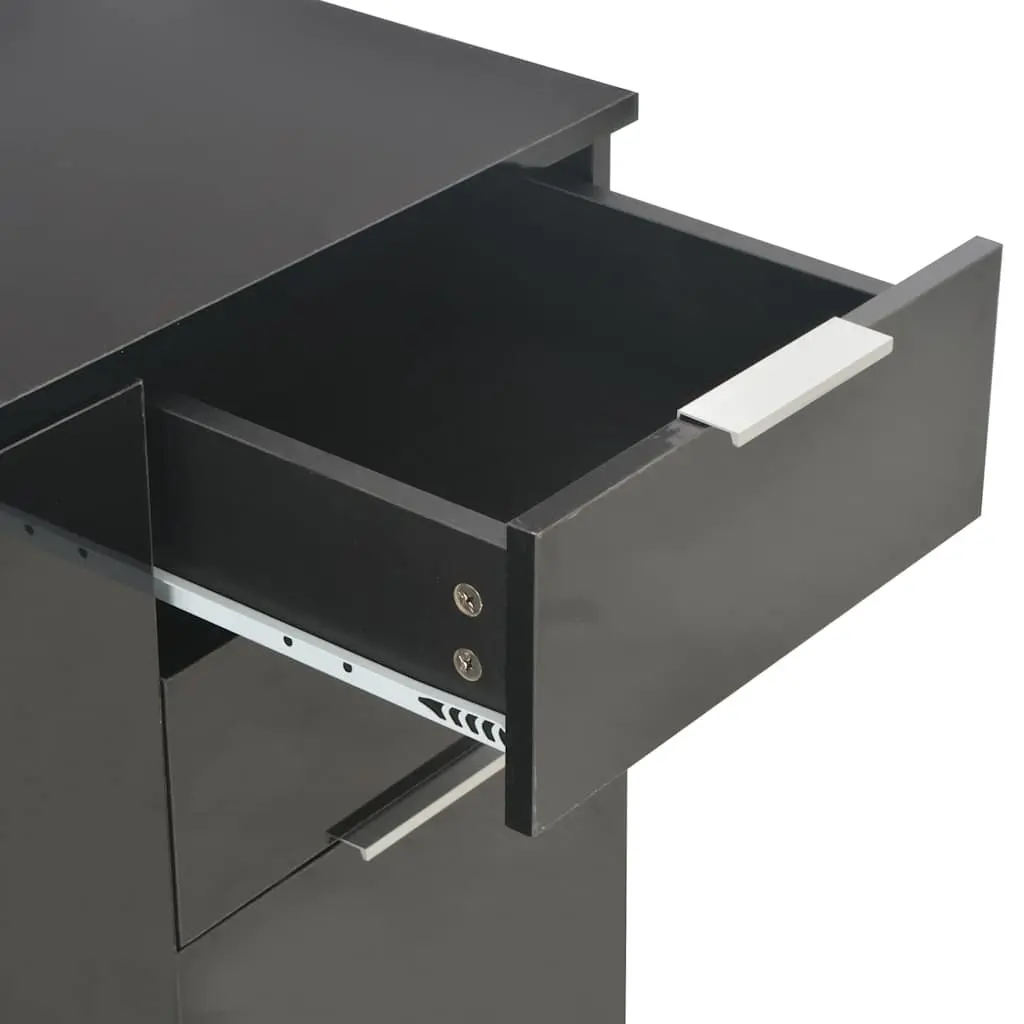 Sideboard Storage Cabinet 107x35x80.5cm High Gloss Black Buffet Drawers Doors