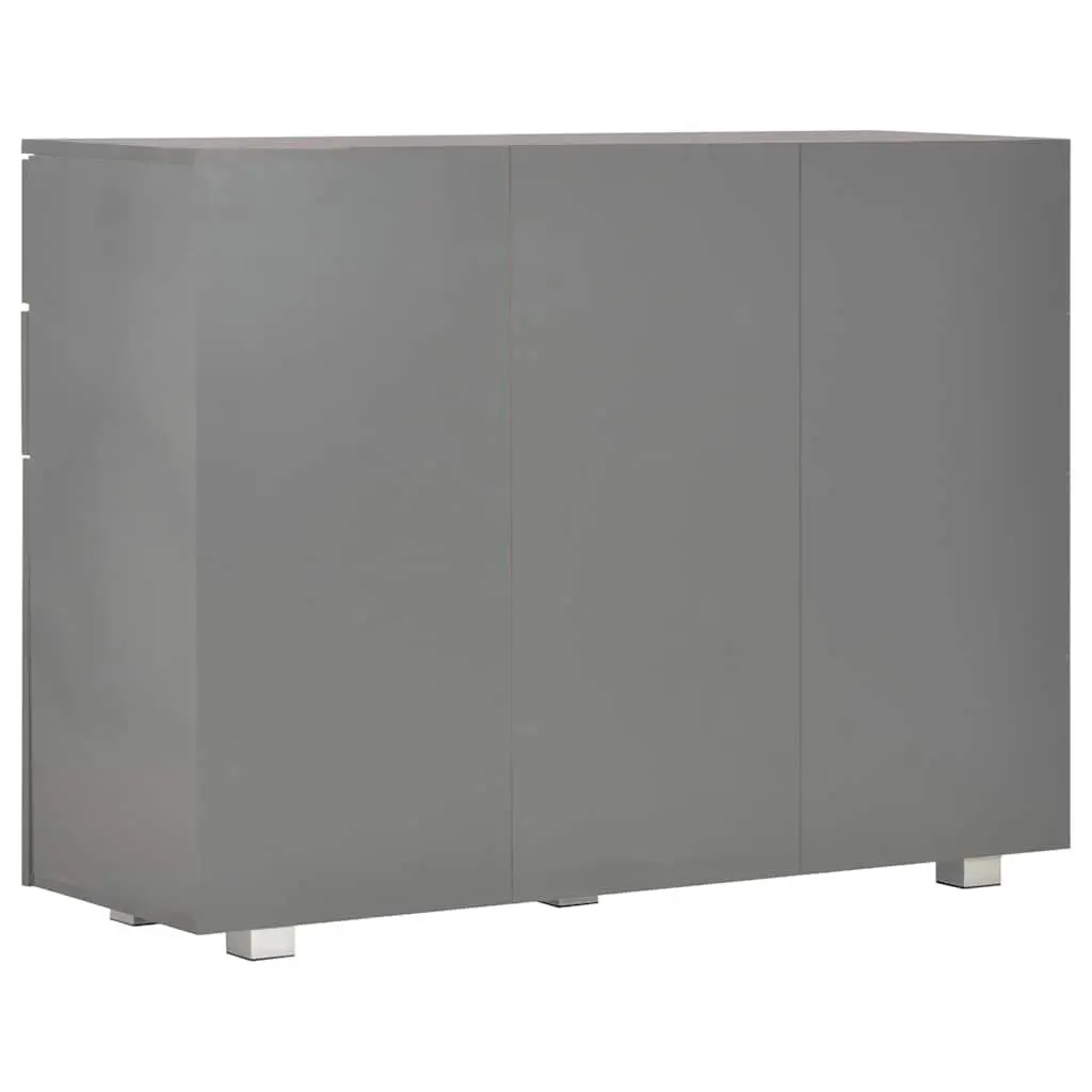 Sideboard Grey High Gloss Storage Cabinet with Drawers Doors Living Room Buffet