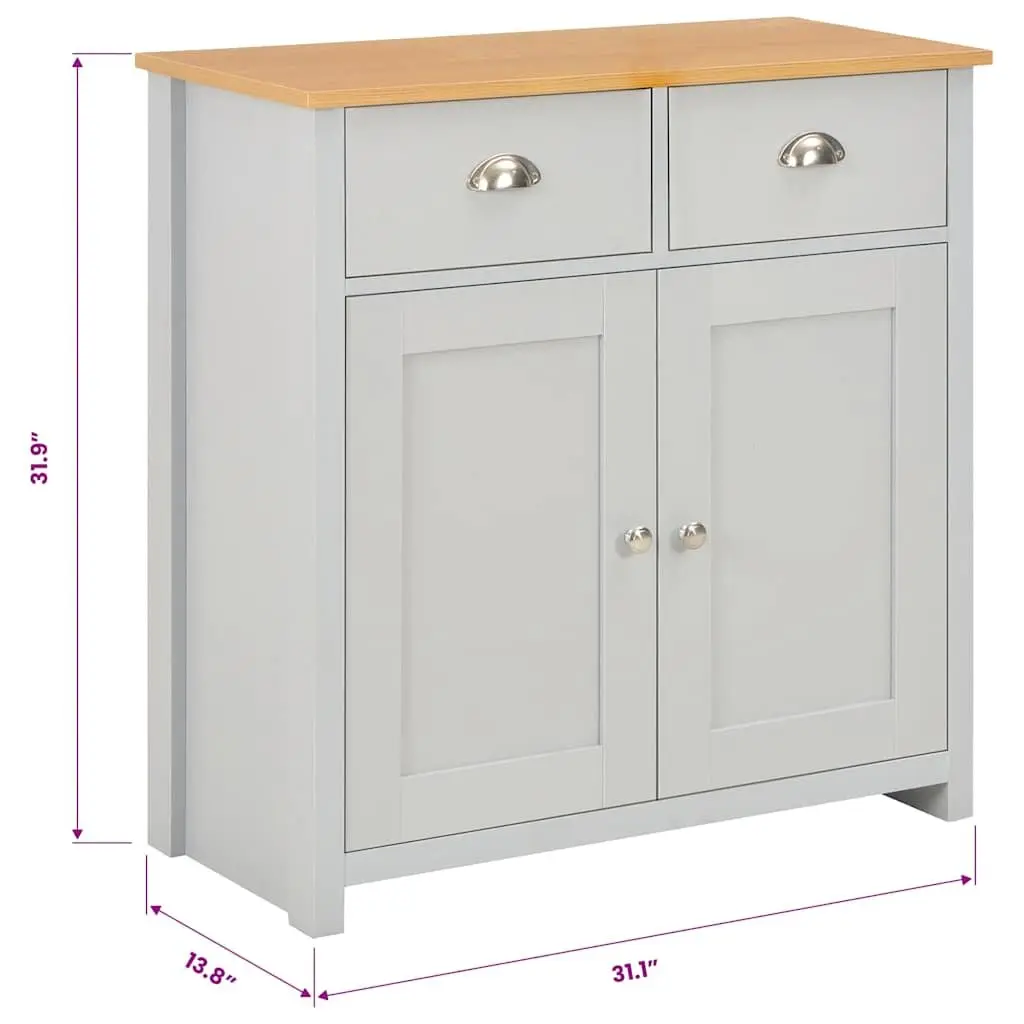 Sideboard Cabinet Grey Storage Buffet with Drawers Doors Living Room Hallway