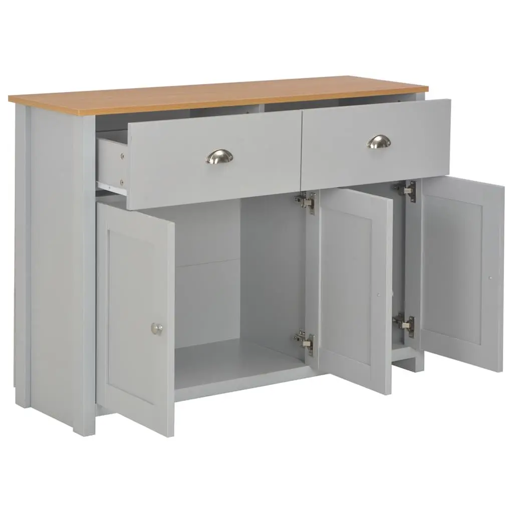 Sideboard Grey Storage Cabinet 2 Drawers 3 Doors Hallway Console Furniture