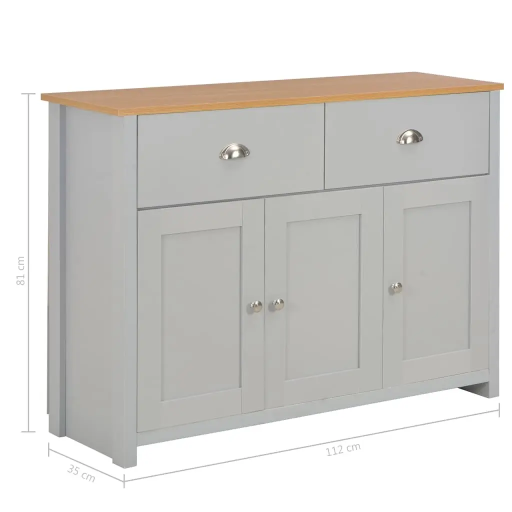 Sideboard Grey Storage Cabinet 2 Drawers 3 Doors Hallway Console Furniture
