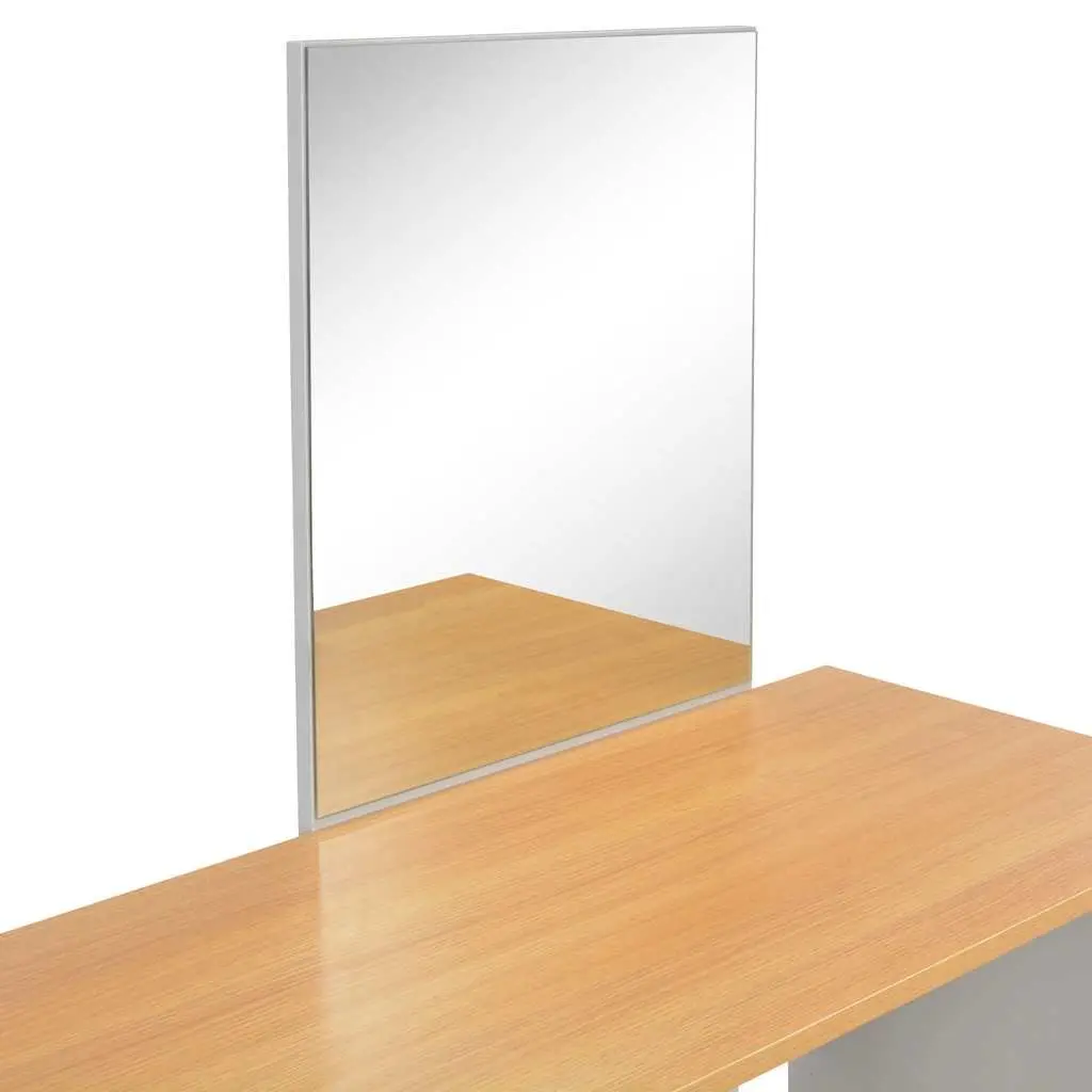 Bedroom Dressing Table with Mirror and Stool Grey Vanity Makeup Storage