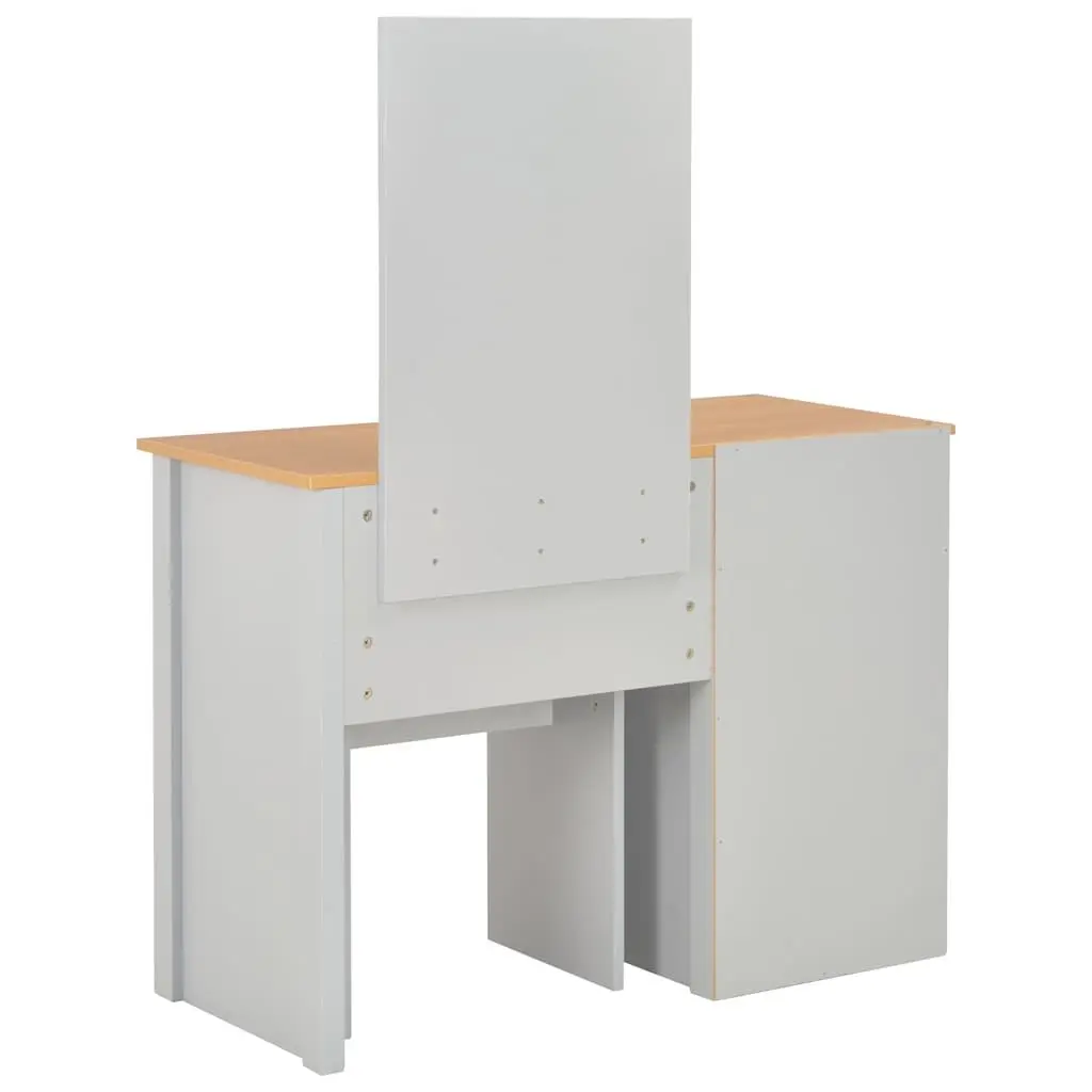 Bedroom Dressing Table with Mirror and Stool Grey Vanity Makeup Storage