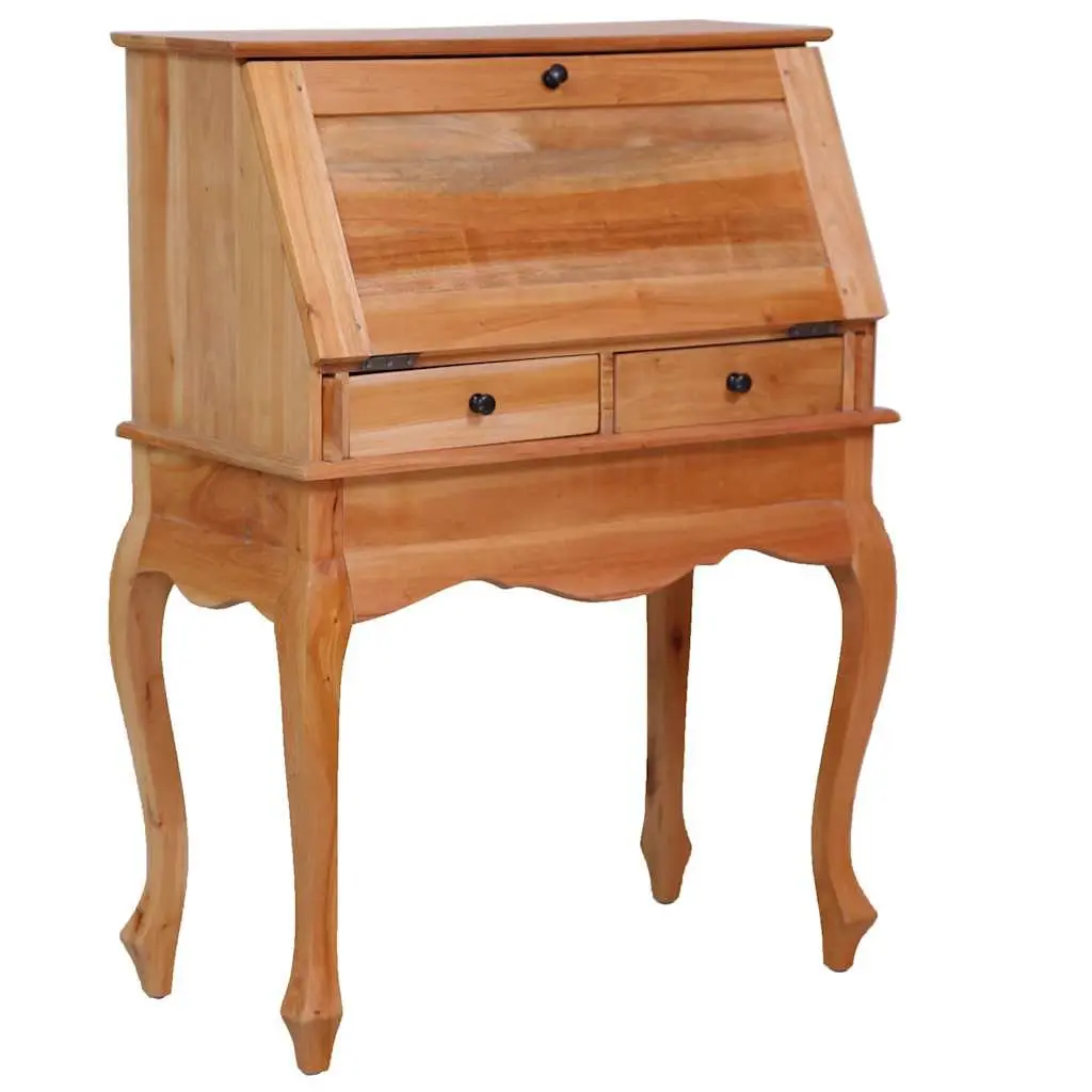 Secretary Desk Home Office Solid Wood Flip Board Brown