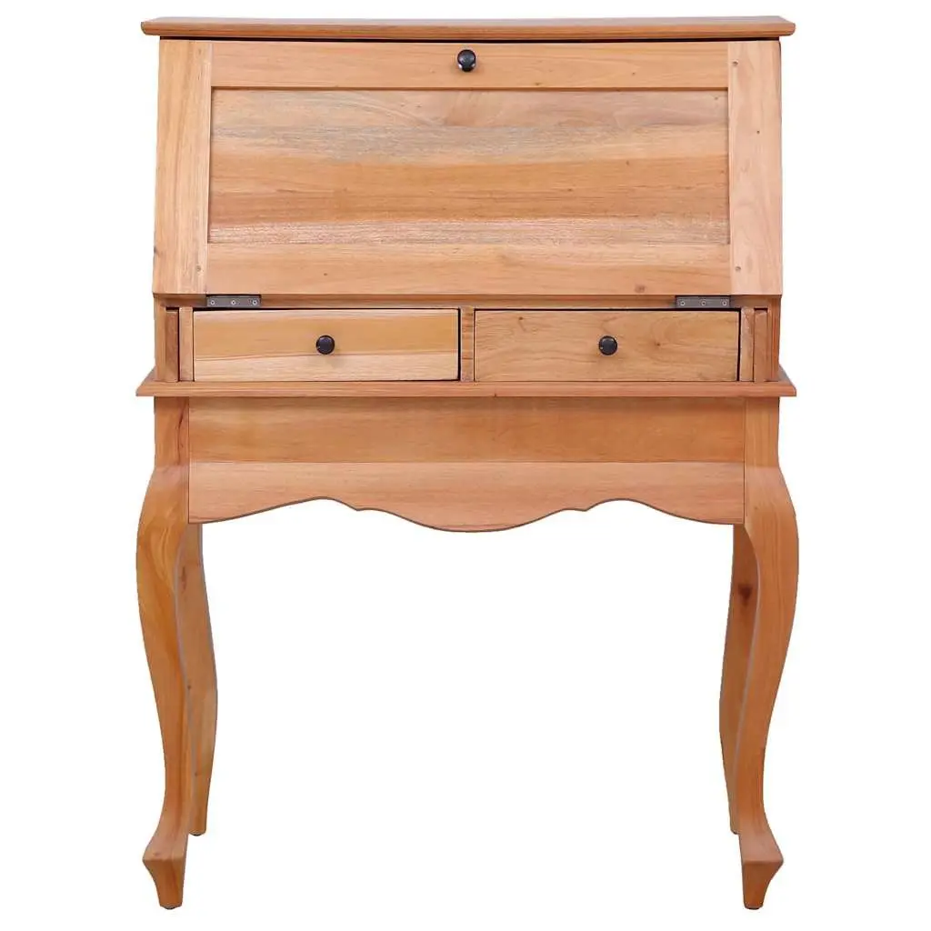 Secretary Desk Home Office Solid Wood Flip Board Brown