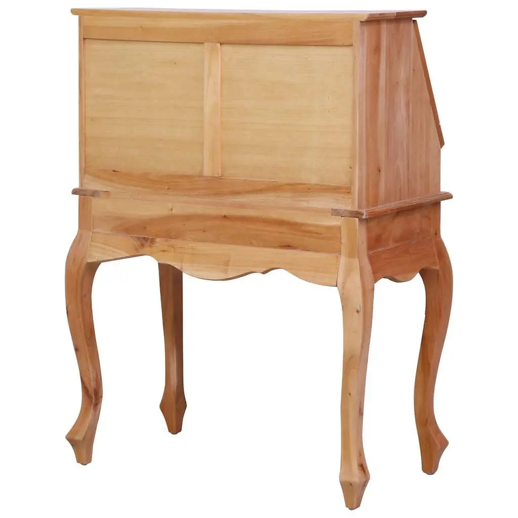 Secretary Desk Home Office Solid Wood Flip Board Brown