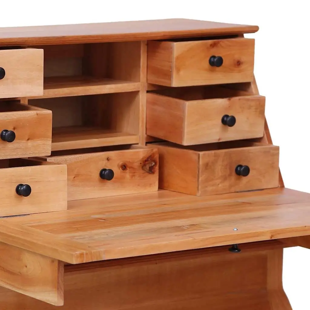 Secretary Desk Home Office Solid Wood Flip Board Brown