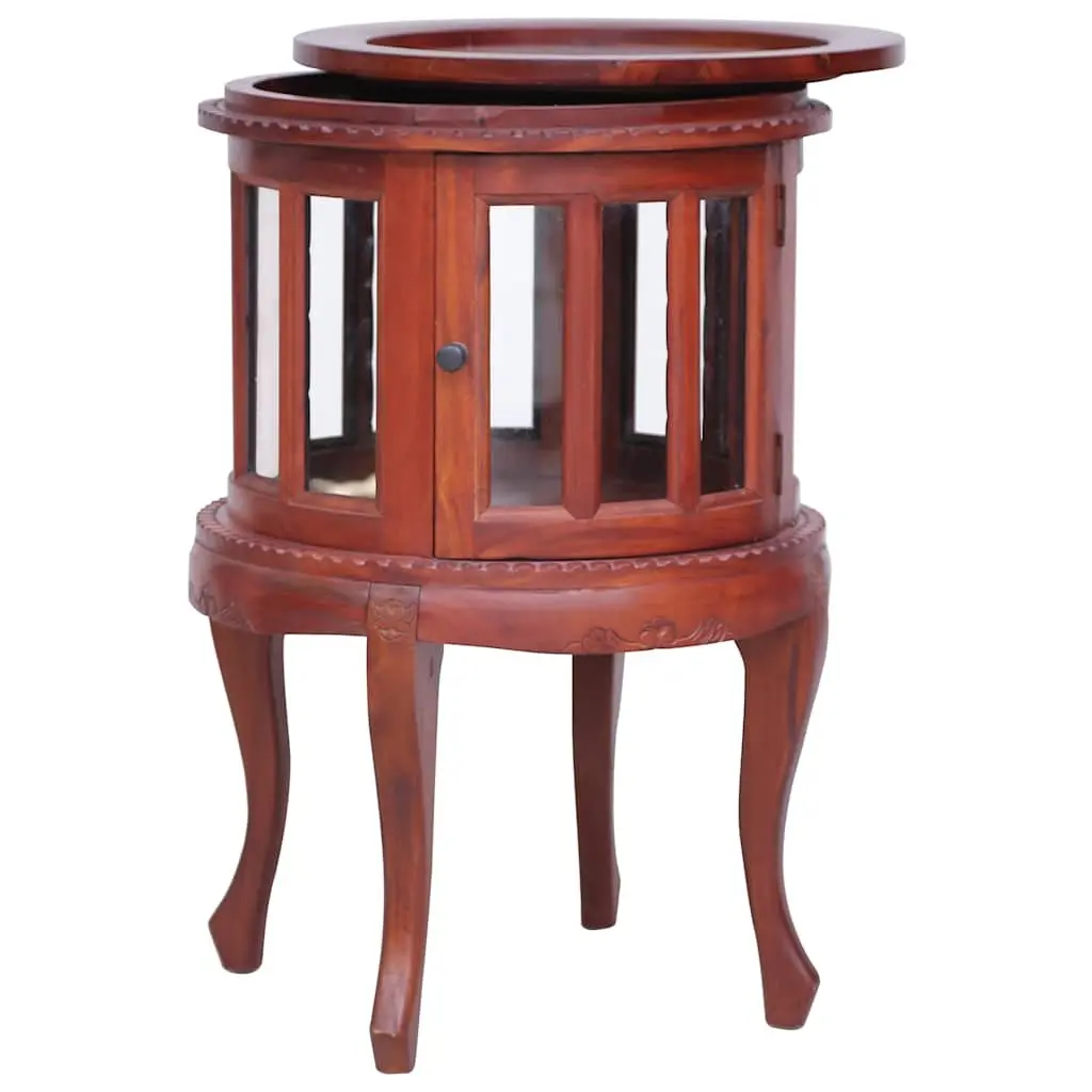 Wooden Vitrine Cabinet for Storage and Display 50 x 50 x 76 cm Brown Glass Front