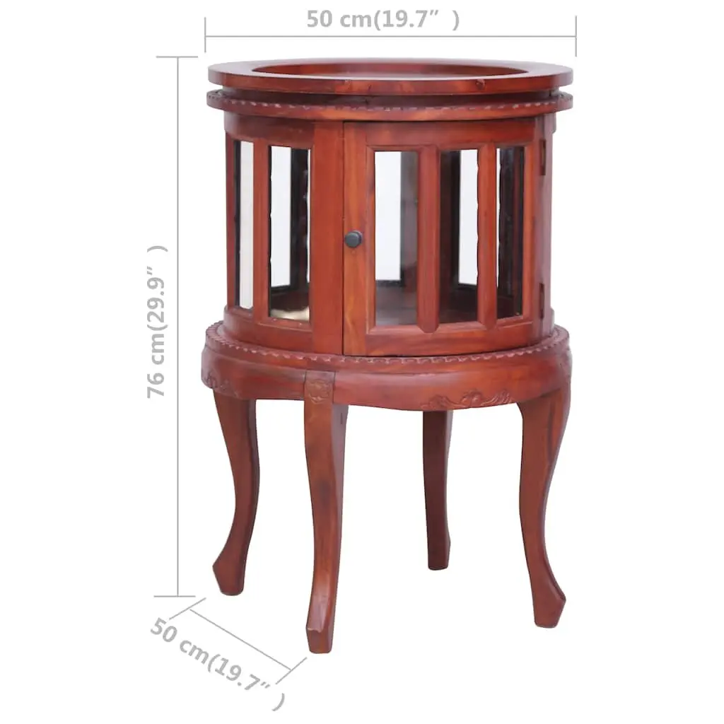 Wooden Vitrine Cabinet for Storage and Display 50 x 50 x 76 cm Brown Glass Front