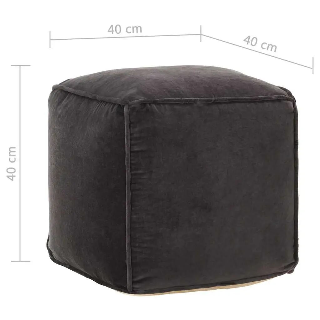 Pouffe Ottoman Footstool Anthracite Soft Velvet Seat Cube Relaxing Comfort