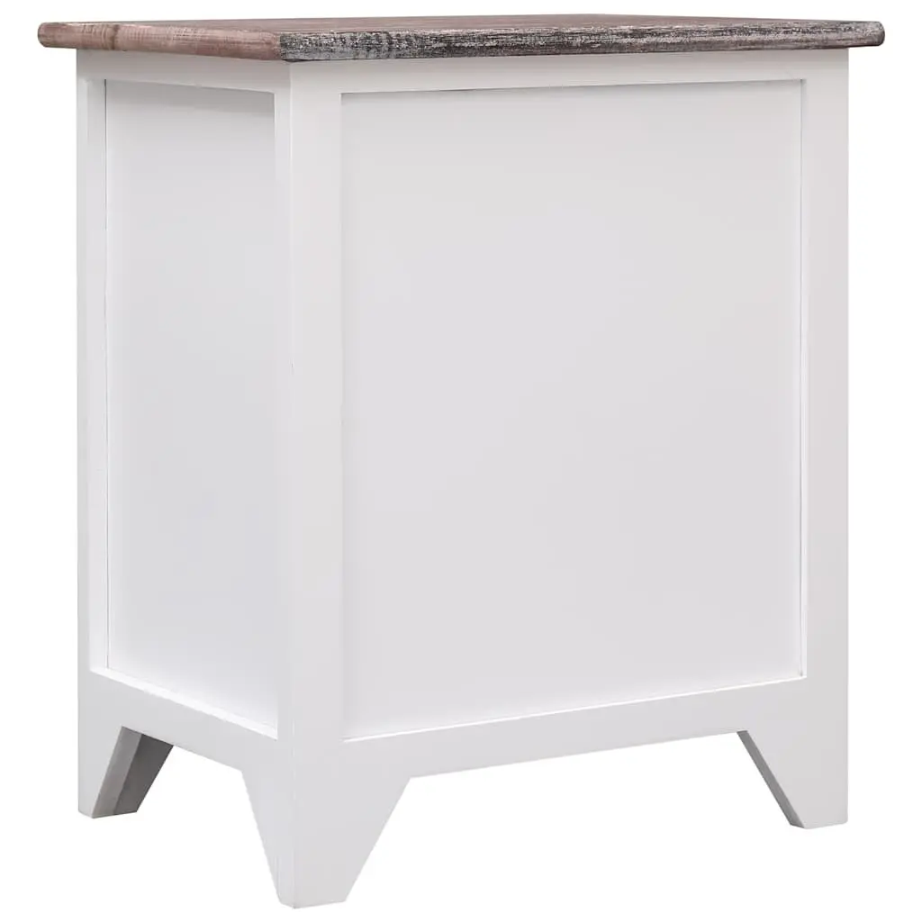 Bedside Table Nightstand 2 Drawer Brown White Bedroom Furniture Storage Cabinet