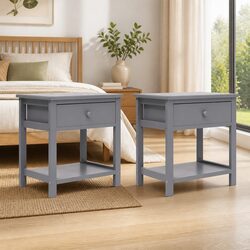 Wooden Bedside Tables 40 x 29 x 42 cm in Grey, 2 pcs
