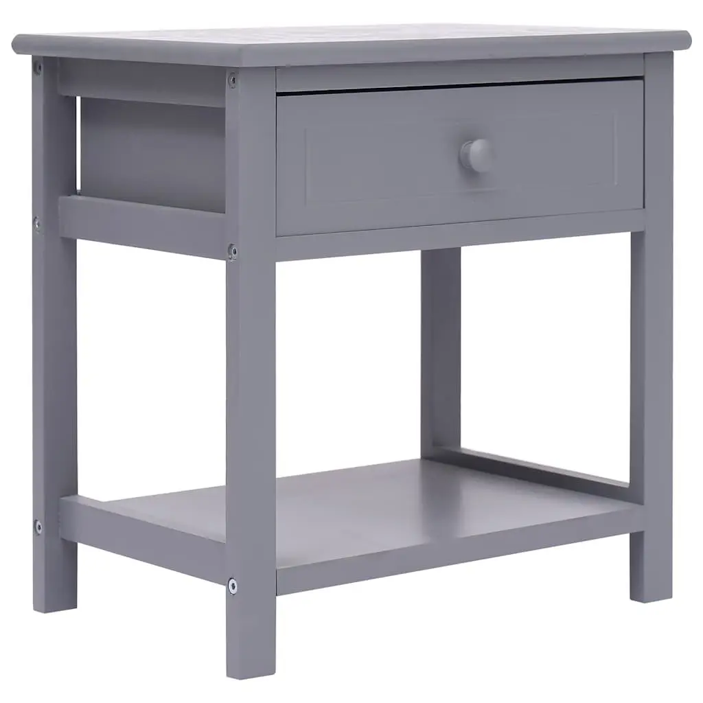 Wooden Nightstands Set of 2 Grey Compact 40x29x42 cm with Drawer and Shelf for Bedroom or Living Room Storage