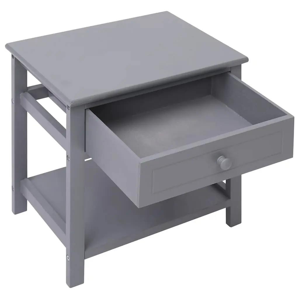 Wooden Nightstands Set of 2 Grey Compact 40x29x42 cm with Drawer and Shelf for Bedroom or Living Room Storage