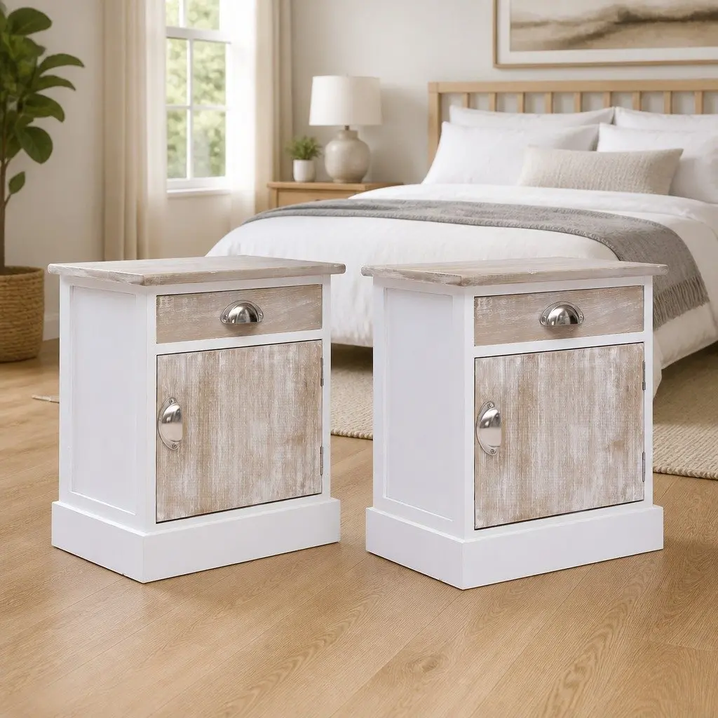 Paulownia Wood Nightstand Set of 2